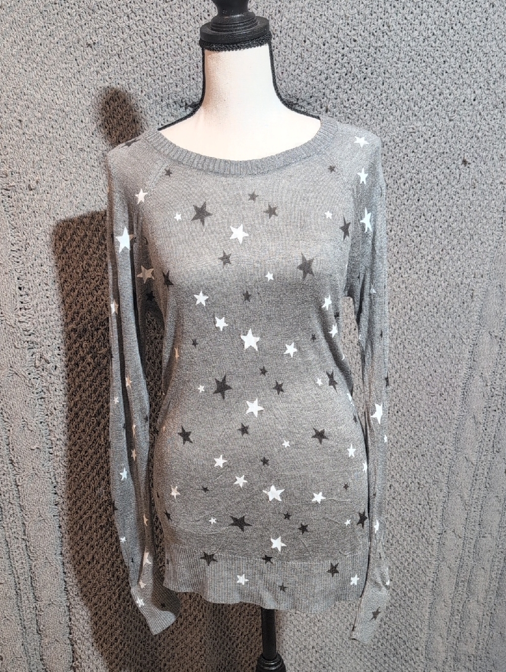 torrid Gray Star-Print Crewneck Sweater
